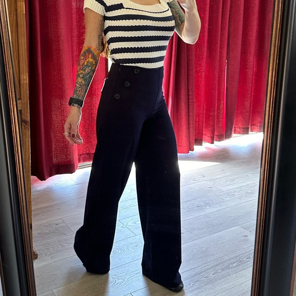 Cute pinup sailor wide leg pants